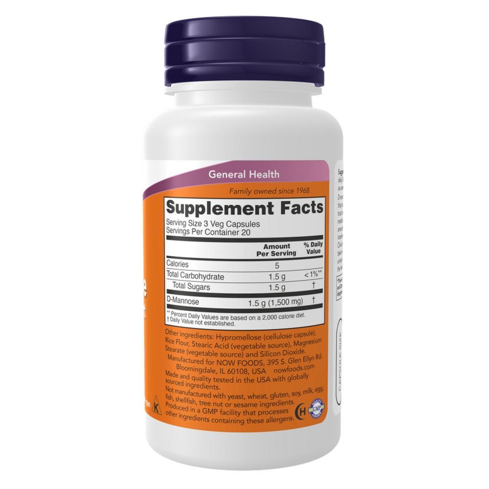 D-Mannose 500mg 120 Now Foods Veg Capsules