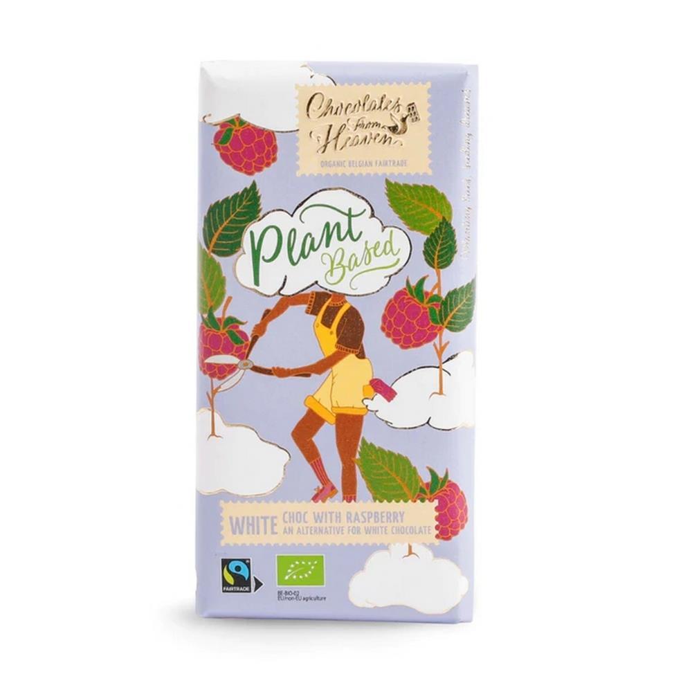 Chocolate Branco Com Leite de Arroz E Framboesas Bio Chocolates from heaven 100g