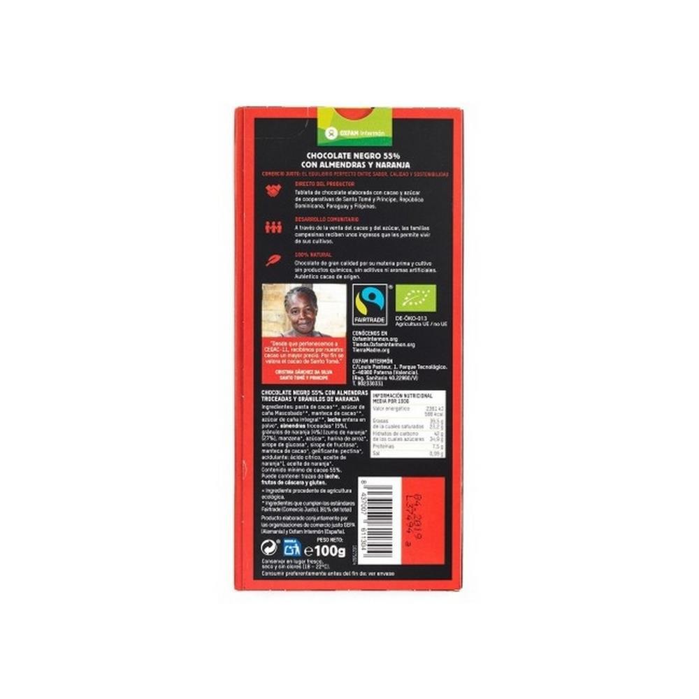 Chocolate Negro 55% Cacau Com Pedaços De Amêndoa E Laranja Bio Tierra Madre 100g