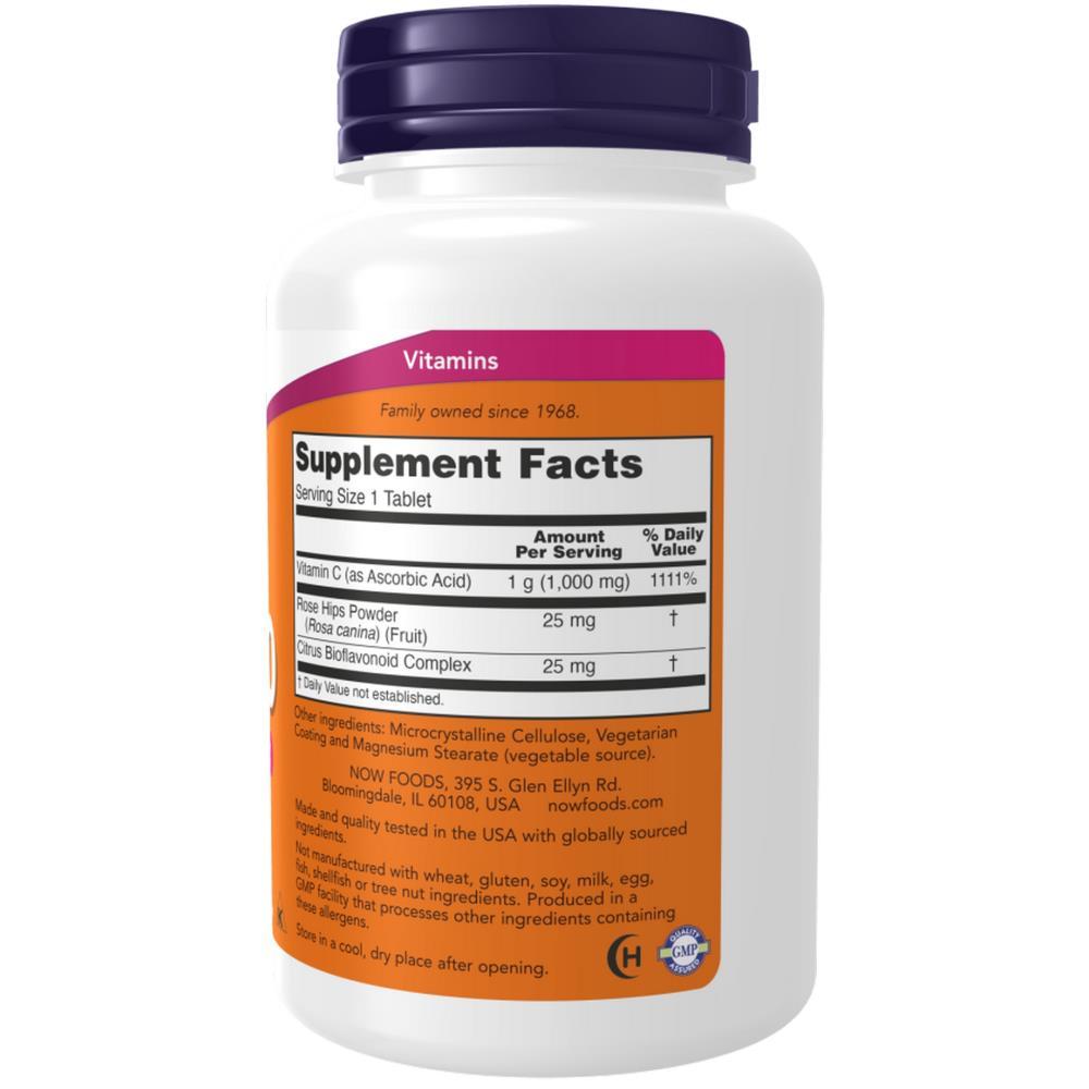 Vitamin C 1000 Rose Hips & Bioflavonoids Now Foods 100 Tablets