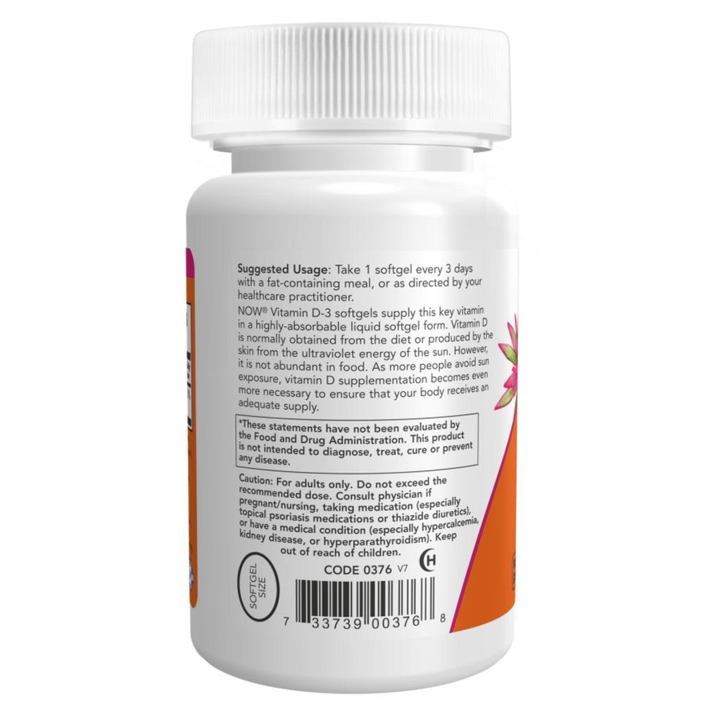 Vitamina D-3 10000 IU Now Foods 120 Cápsulas