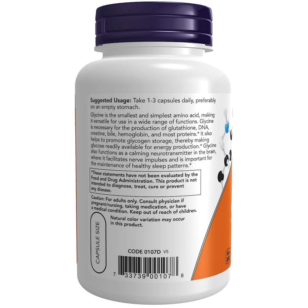 Glycine 1000mg Now Foods 100 Veg Cápsulas