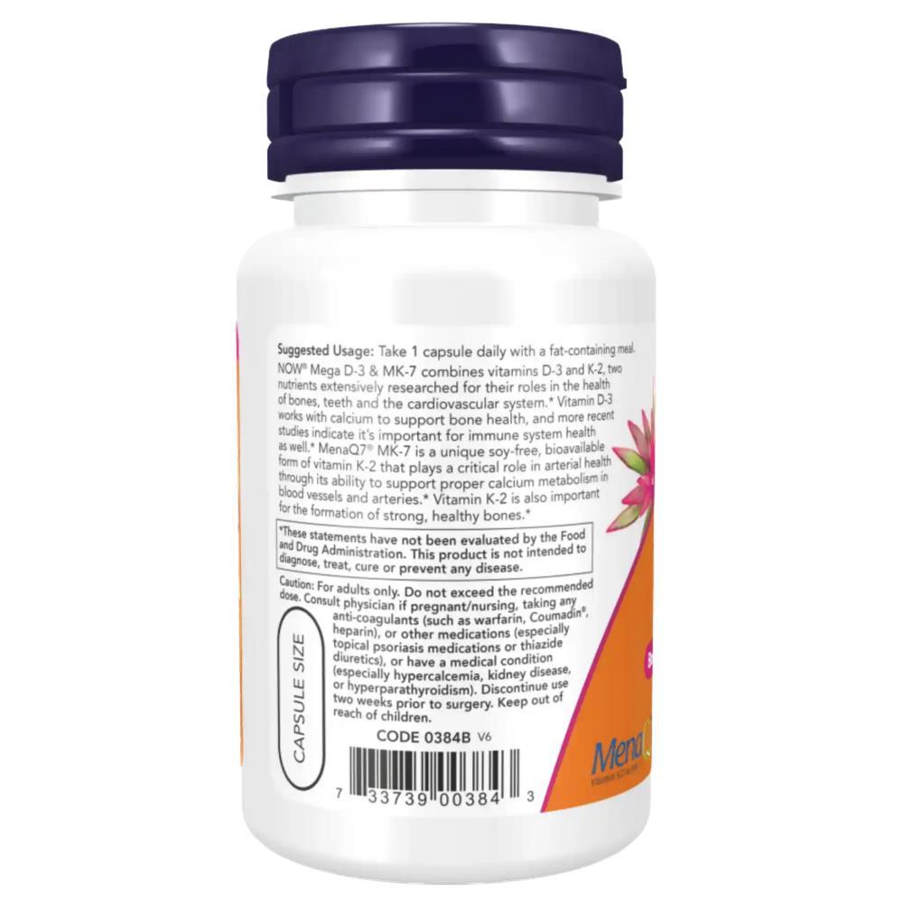 Mega D-3 & MK-7 Now Foods 60 Capsules