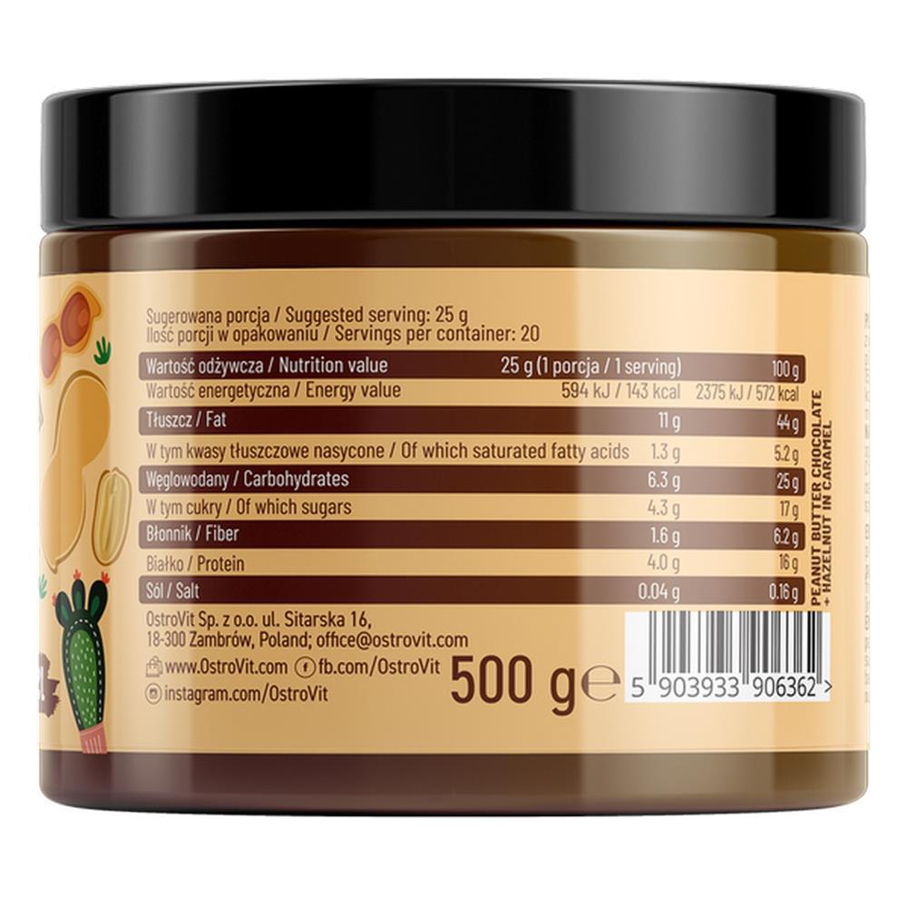 Manteiga De Amendoim Com Chocolate + Avelãs Em Caramelo Ostrovit 500g