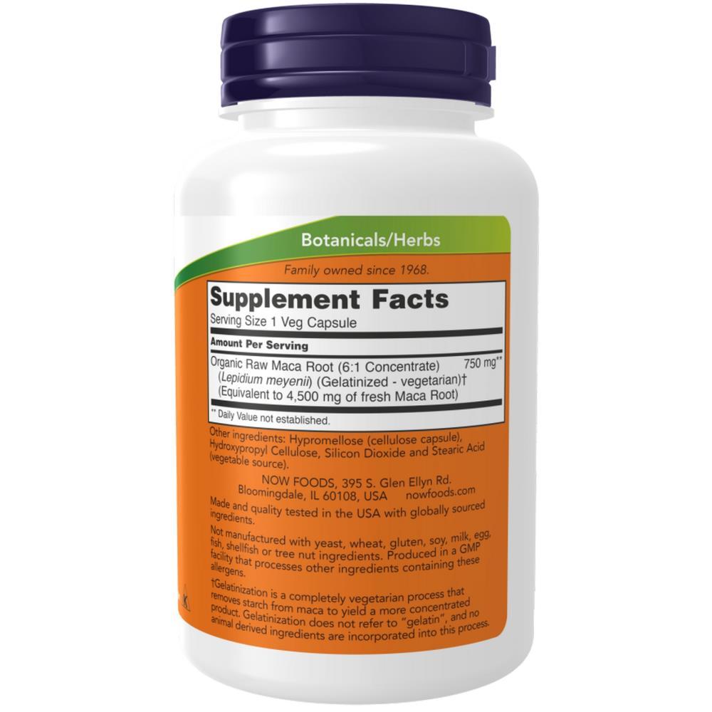 Maca 750 mg Raw Now Foods 90 Vegetable Capsules