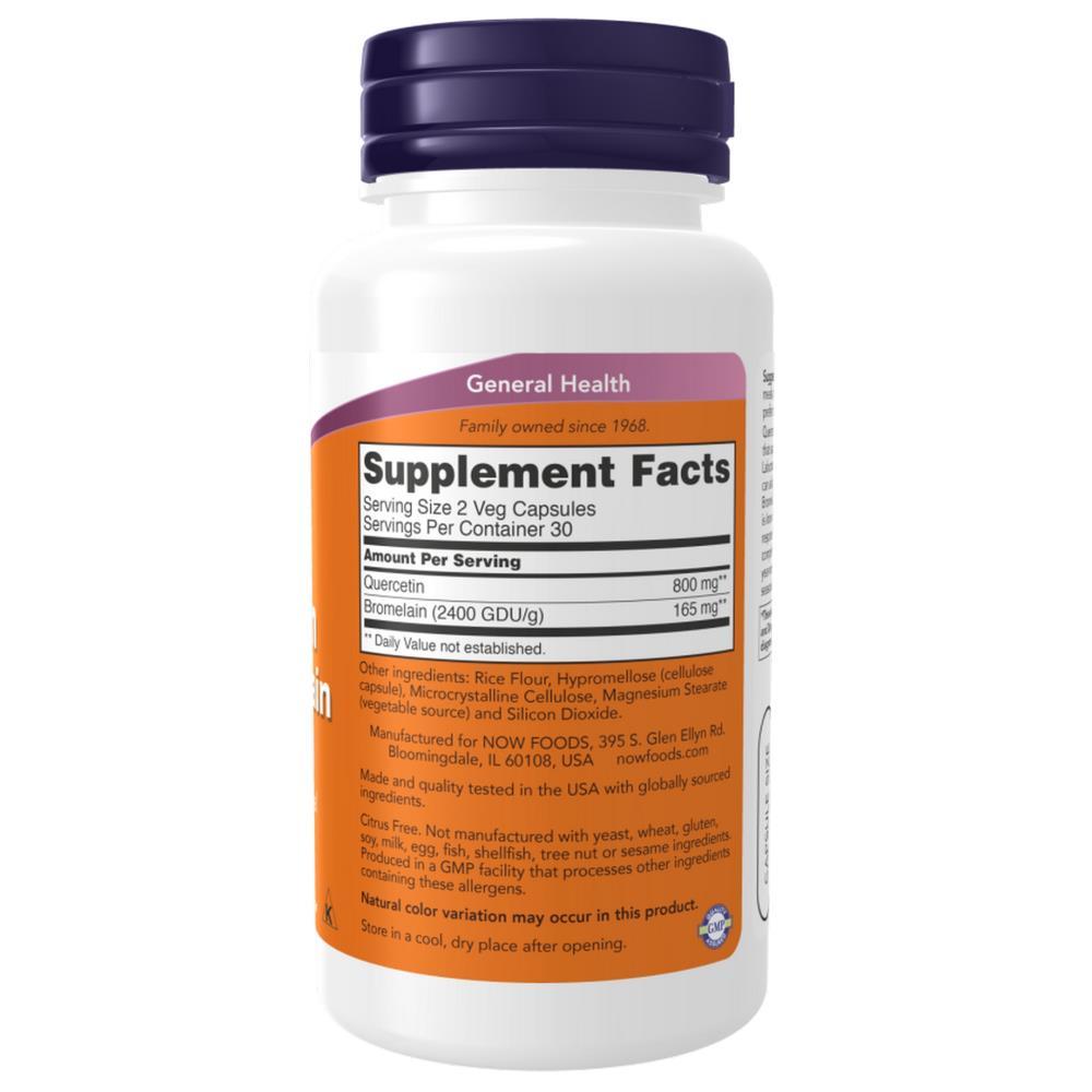 Quercetin 800mg Bromelain 165mg Now Foods 120 Cápsulas