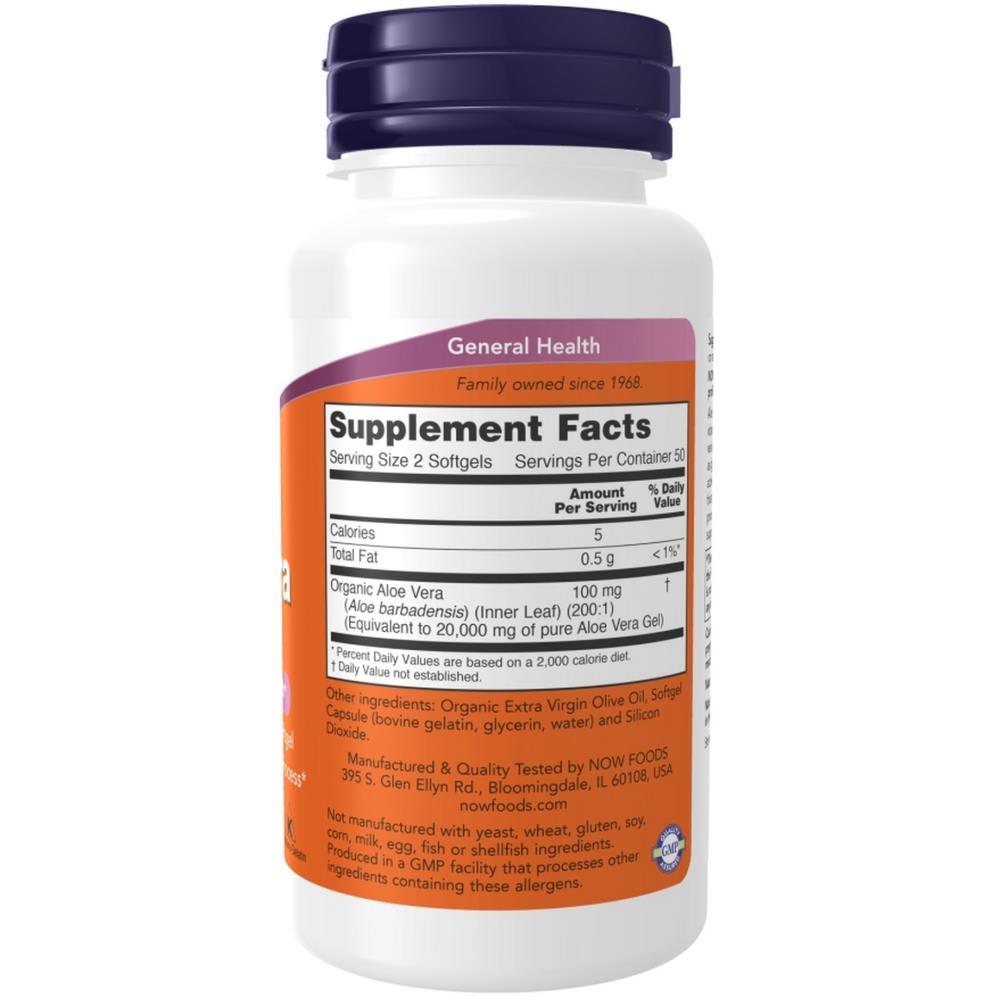 Aloe Vera Gels 10,000 mg Now Foods 100 Cápsulas