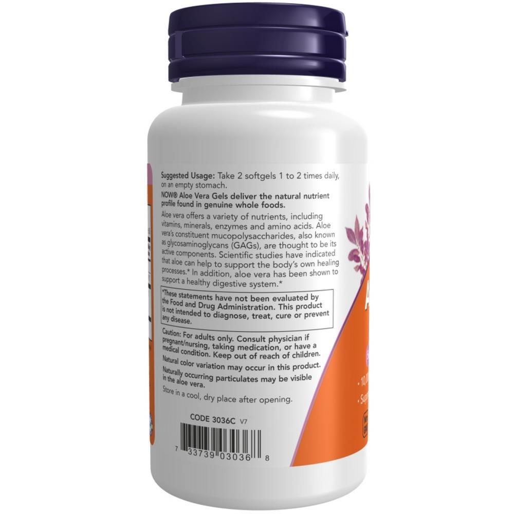 Aloe Vera Gels 10,000 mg Now Foods 100 Cápsulas