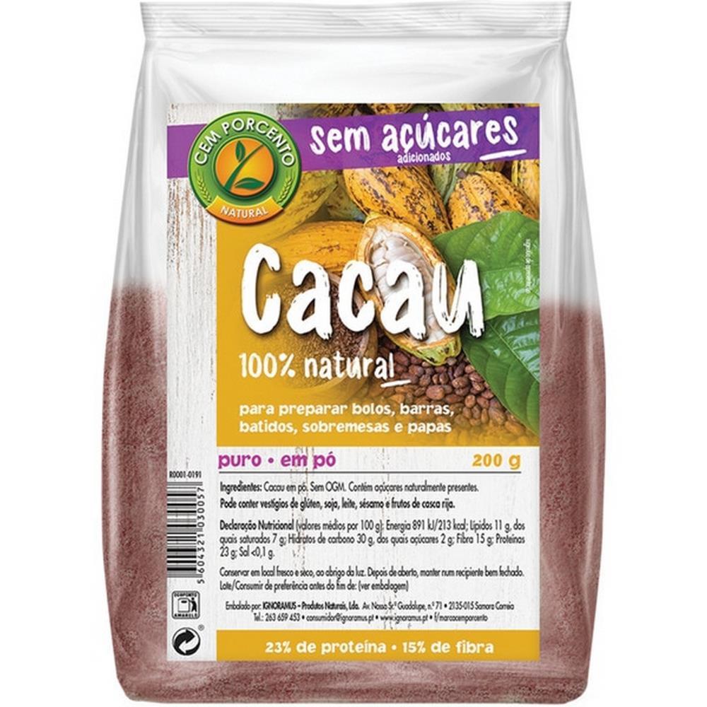 Cacau Natural Em Pó Cem Porcento 200g