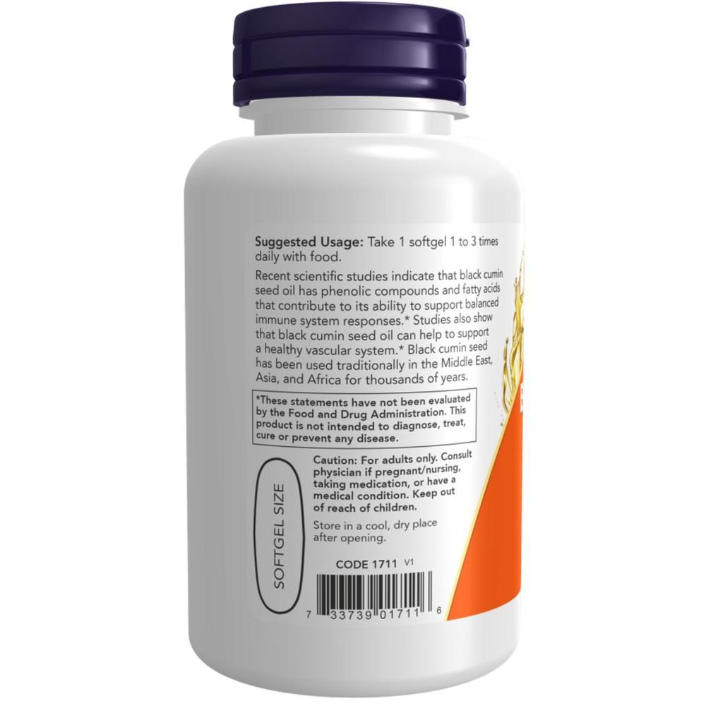 Black Cumin Seed Oil 1000mg Now Foods 60 Cápsulas