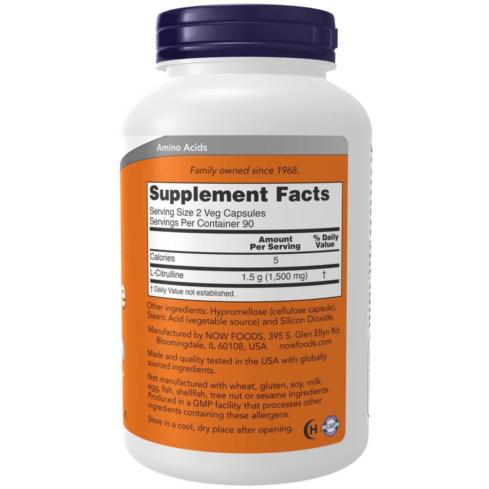 L-Citrulline 750 mg Now Foods 90 Cápsulas