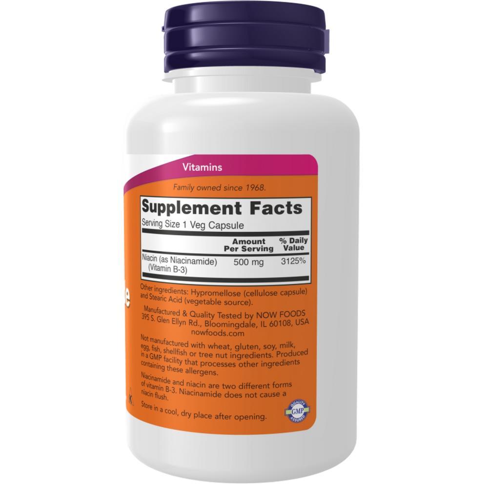 Niacinamide 500 mg ( Vitamina B3 ) Now Foods 100 Cápsulas