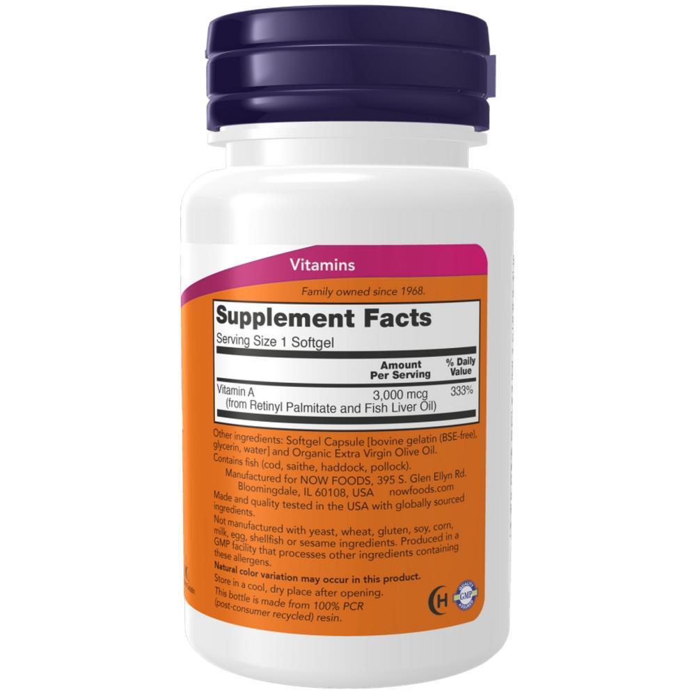 Vitamina A 10000 IU Now Foods 100 Comprimidos