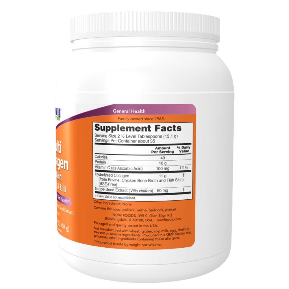 Multi Colagénio Proteína Tipos I, II & III Now Foods 454gr