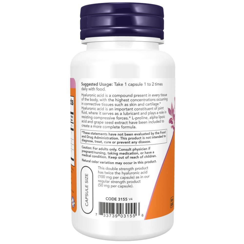 Hyaluronic Acid Double Strength 100mg 60 Cápsulas