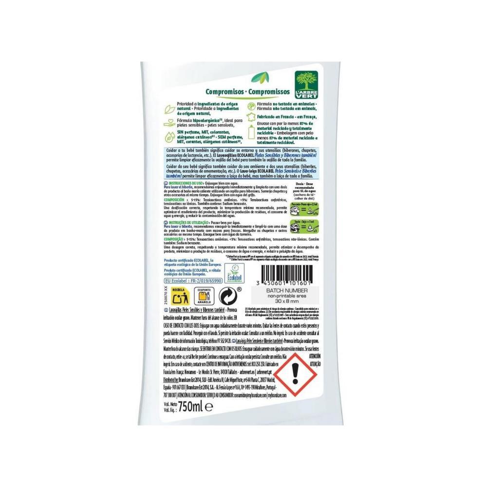 Detergente Para Loiça Pele Sensivel L Arbre Vert 750ml