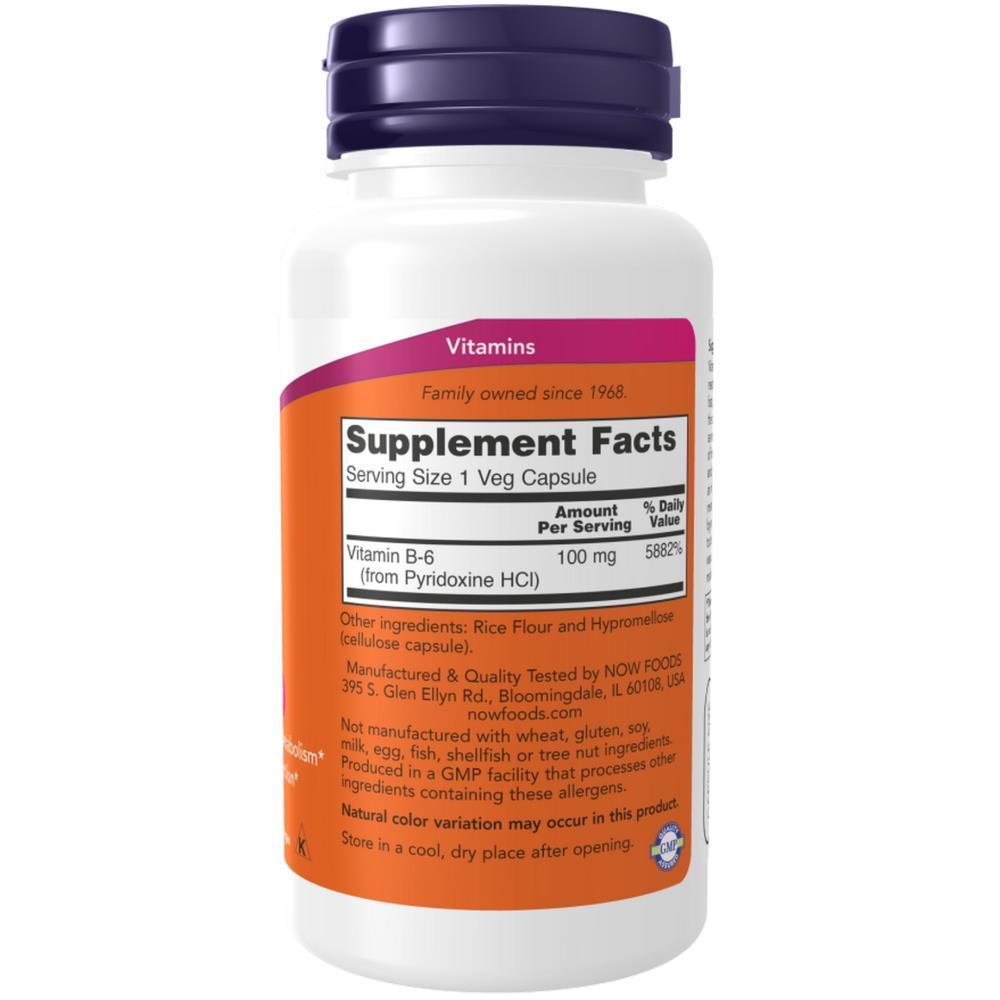 Vitamin B-6 100mg Now Foods 100 Cápsulas
