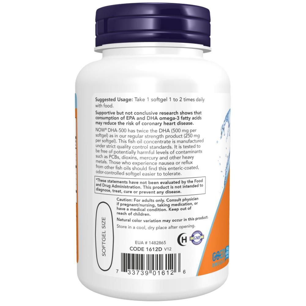DHA 500 Double Strength Now Foods 180 Cápsulas