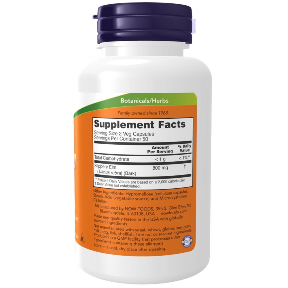 Slippery Elm 400 mg Now Foods 100 Cápsulas