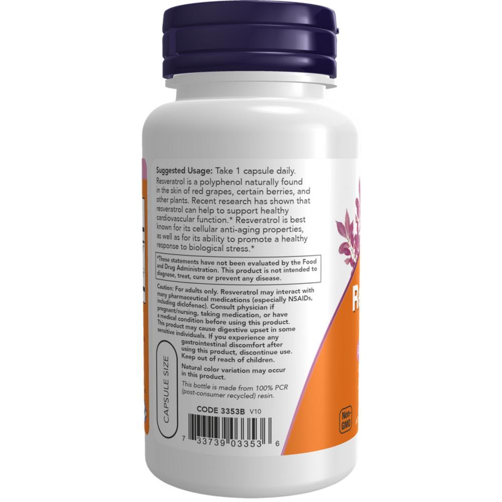 Resveratrol 200 mg Now Foods 120 Veg Cápsulas