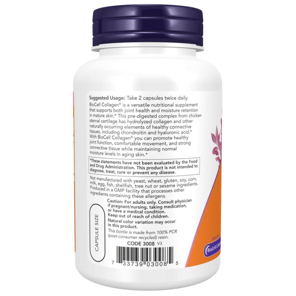Biocell Collagen Hydrolyzed Type II Now Foods 120 Cápsulas