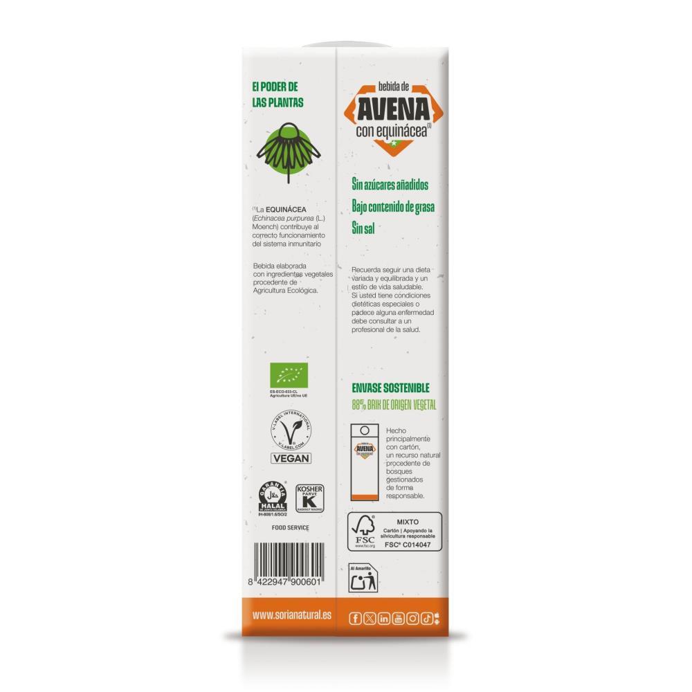 Bebida De Aveia Com Equinácea Soria Natural 1 Lit