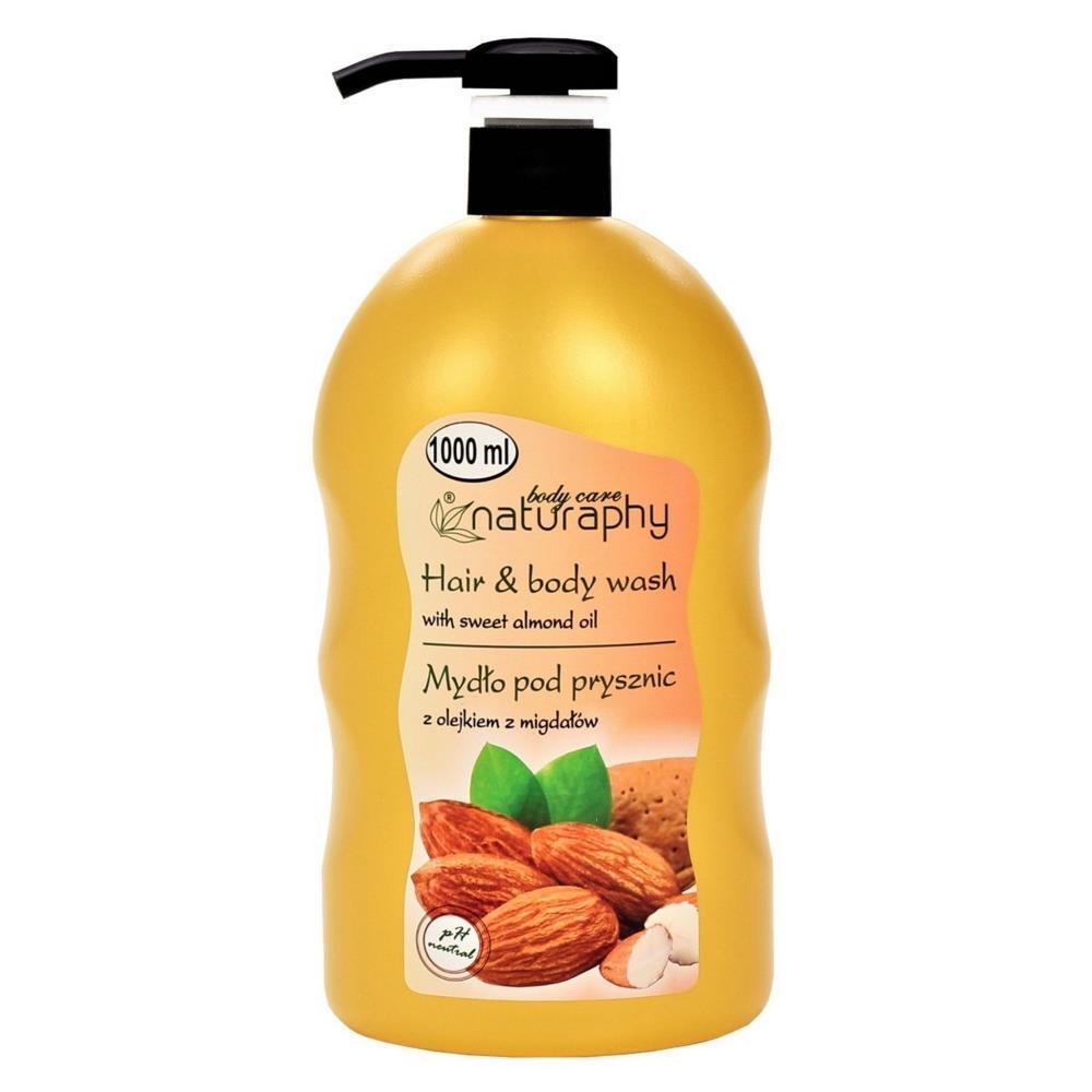 Gel de Banho Corpo e Cabelo Com Óleo De Amêndoas Doces Naturaphy 1Lit