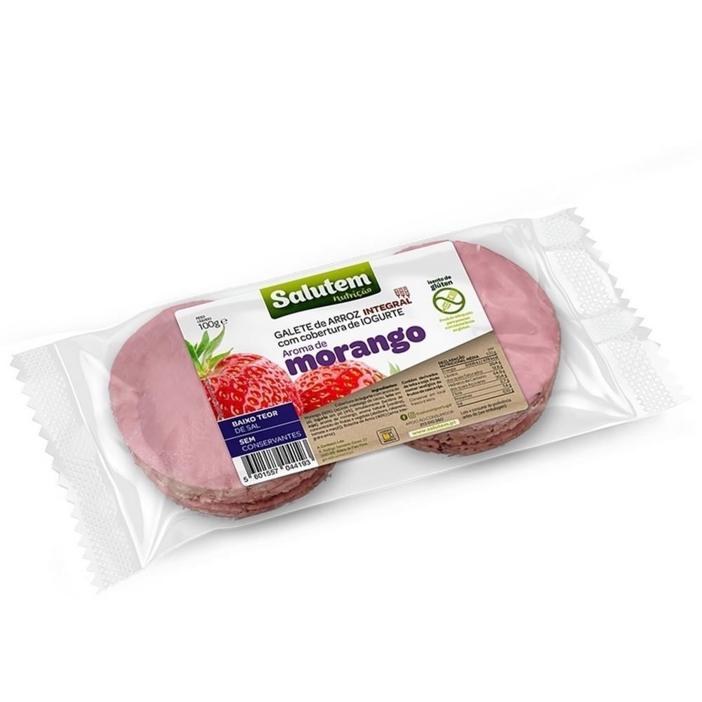 Bolacha De Arroz Integral Com Morango Salutem 100G