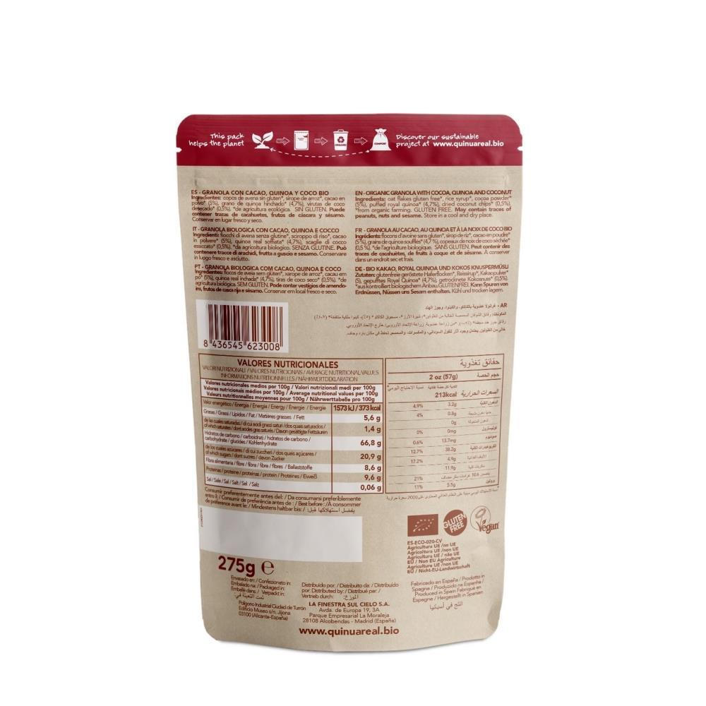 Quinoa Granola With Cocoa And Coconut Bio Quinua Real 250g