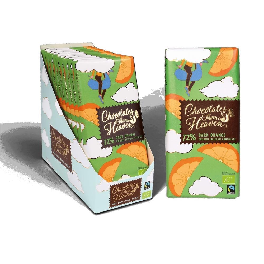 Chocolate Preta Com Laranja 72% Cacao Bio 100g