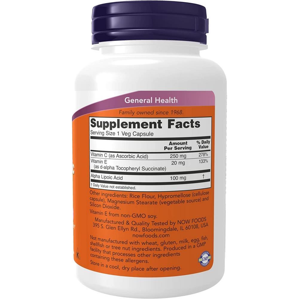 Ácido Alfa Lipóico 100MG Now Foods 60 Veg Cápsulas