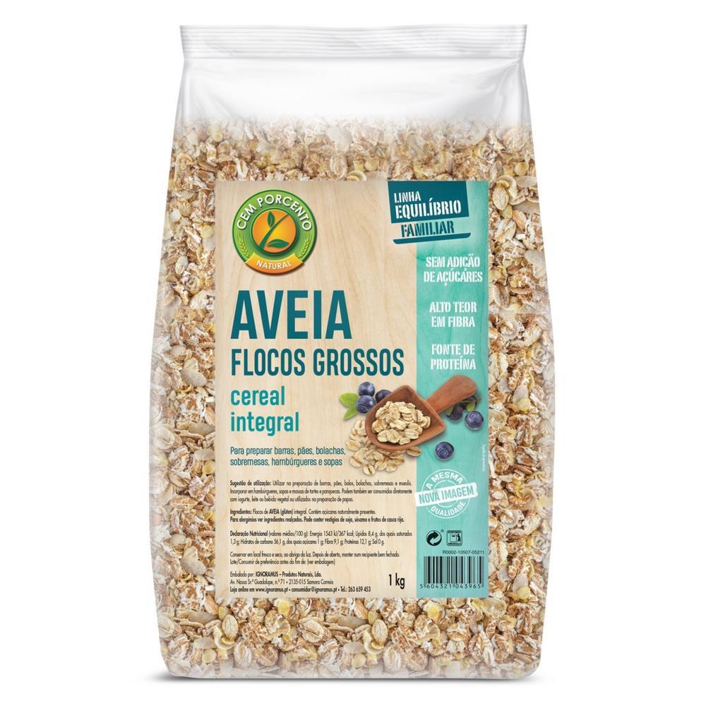 Flocos de Aveia Grossos Integrais Cem Porcento 1kg
