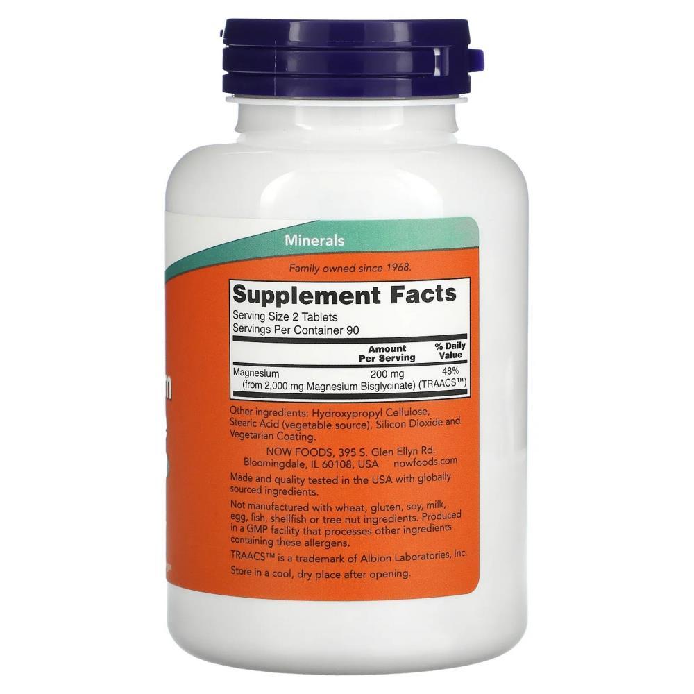 Magnesium Glycinate Now Foods 180 Comprimidos