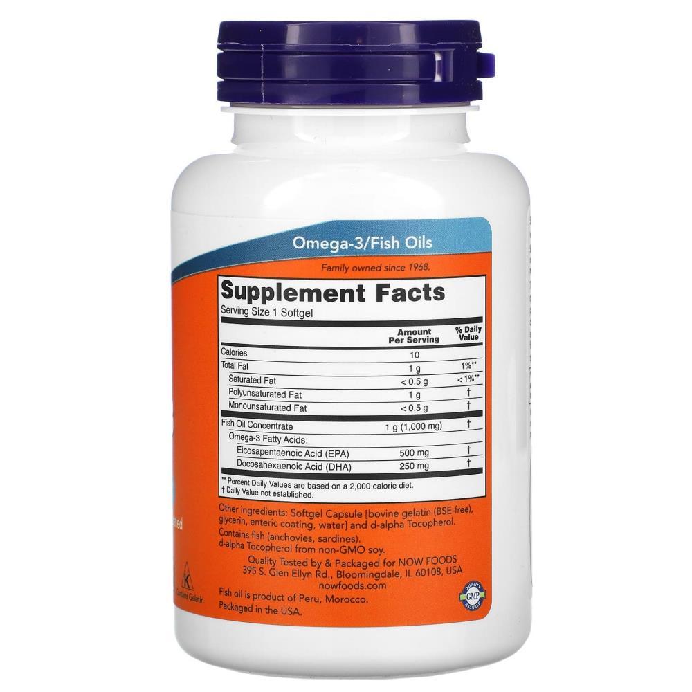 Ultra Omega-3 500 EPA 250 DHA Now Foods 90 Capsules