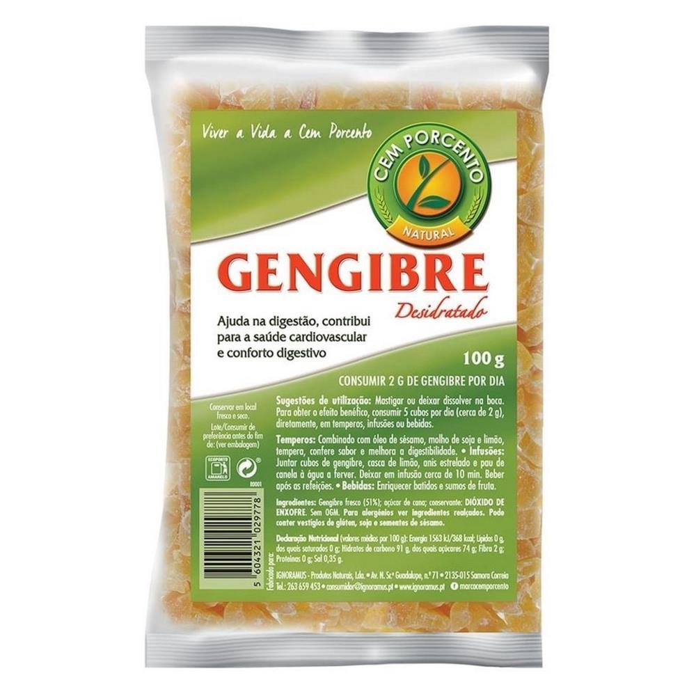 Gengibre Desidratado Em Cubos Cem Porcento 100g