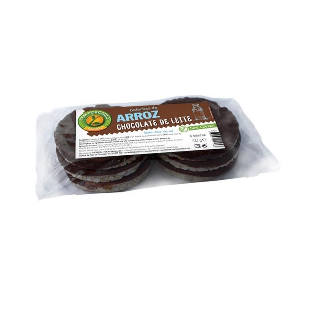 Bolacha De Arroz Com Chocolate Cem Porcento 100g