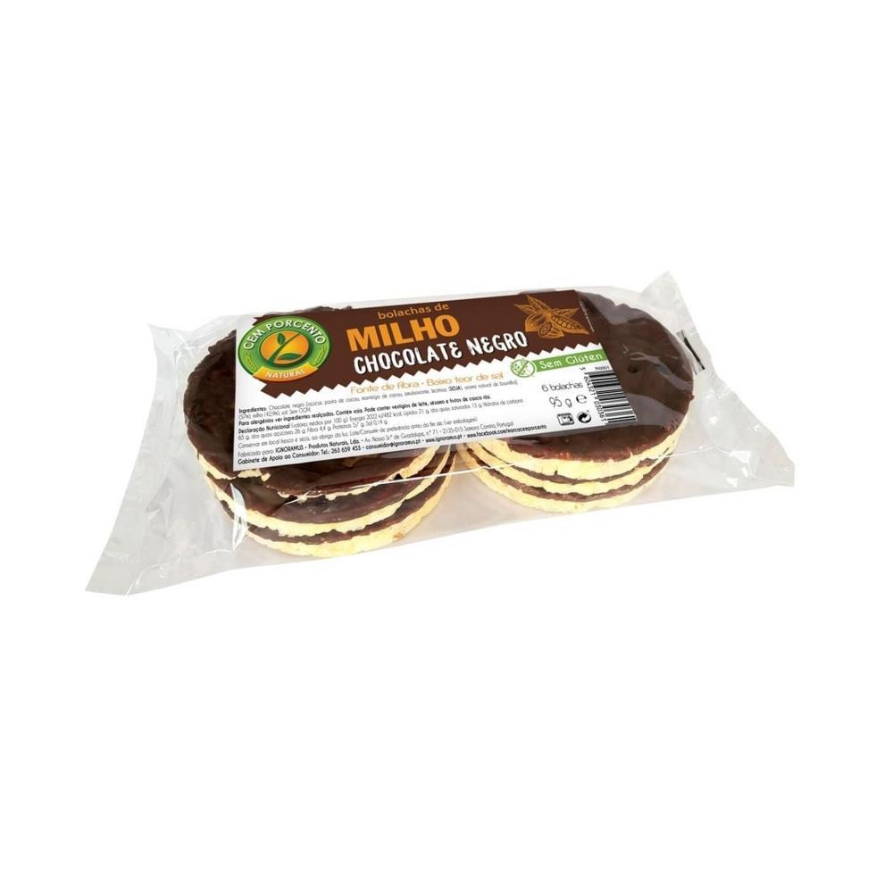 Bolacha De Milho Com Chocolate Negro Cem Porcento 100g