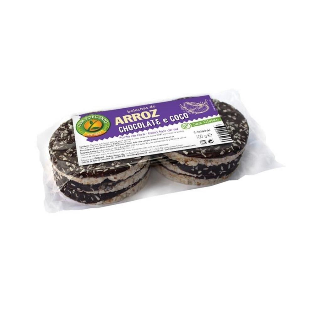 Bolacha Arroz Com Chocolate E Coco Cem Porcento 100g