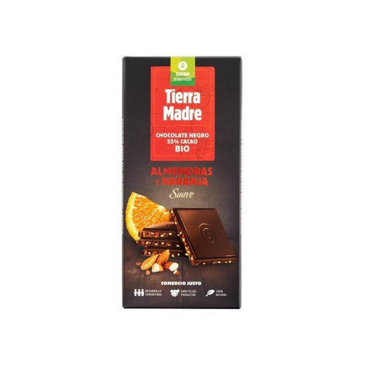Dark Chocolate 55% Cocoa With Almond Pieces And Orange Tierra Madre Bio 100g