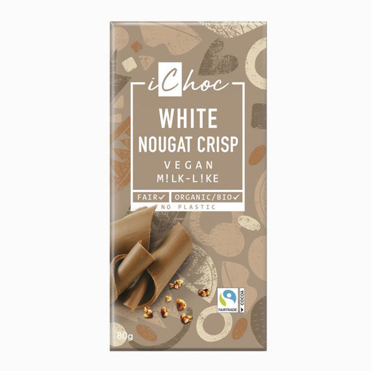 Chocolate Vegan White Nougat Crisp Bio Ichoc 80g