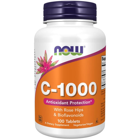 Vitamina C 1000 Rose Hips & Bioflavonoids Now Foods 100 Comprimidos