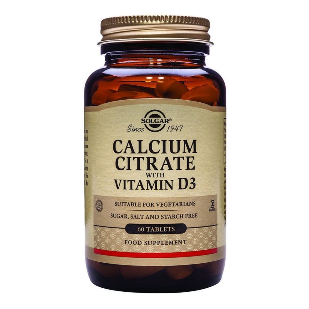 Citrato De Cálcio + Vitamina D3 Solgar 60 Comprimidos