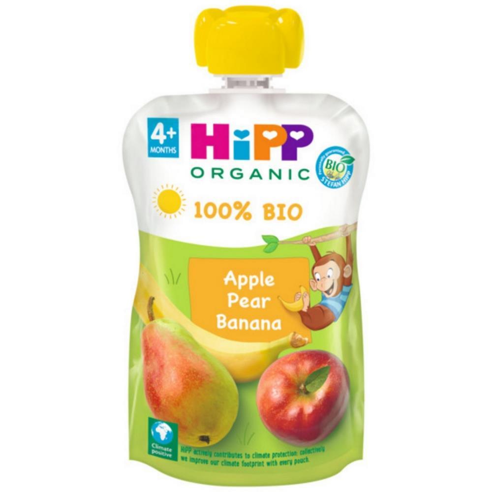 Puré De Maça Pêra E Banana Bio Saqueta Hipp 100g