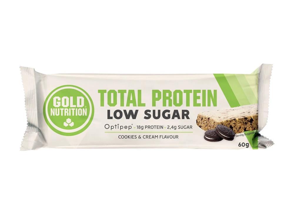 Protein Bar Low Sugar Cookies & Cream Gold Nutrition 60g