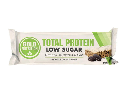 Protein Bar Low Sugar Cookies &amp; Cream Gold Nutrition 60g