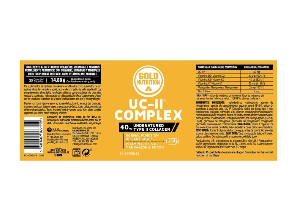 Collagen Uc-Ii Complex Gold Nutrition 30 Veg Cápsulas