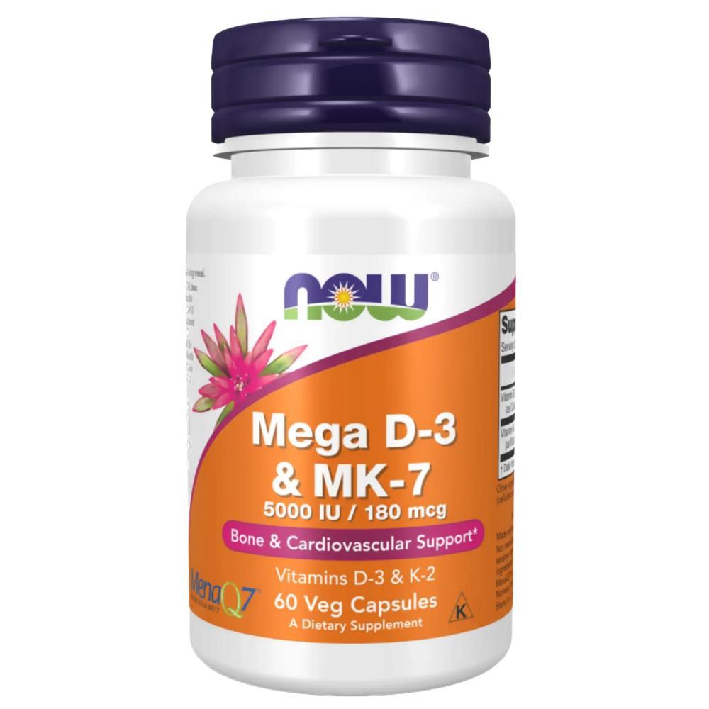 Mega D-3 &amp; MK-7 Now Foods 60 Capsules