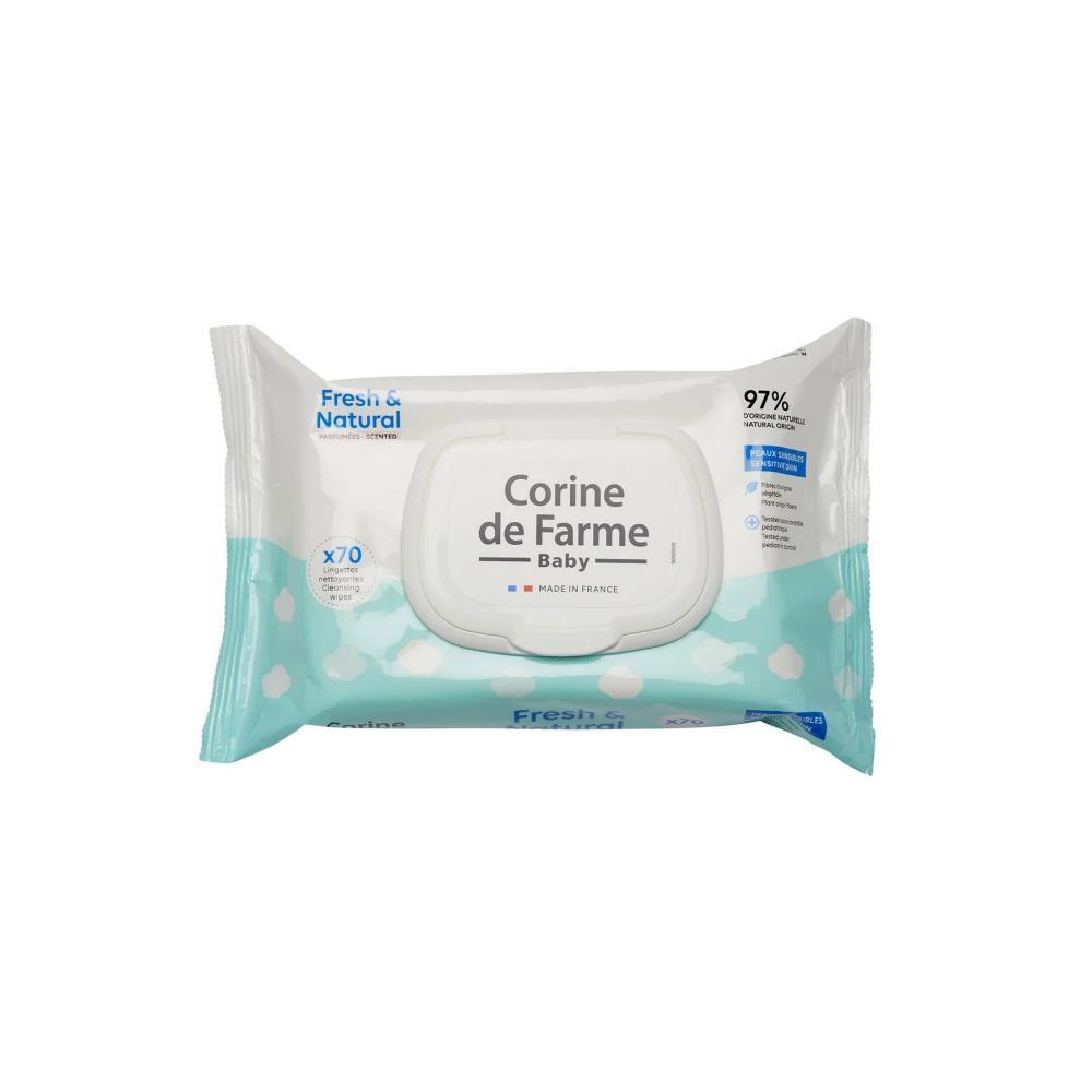 Baby Wipes Fresh &amp; Natural Biodegradable Fibers Corine de Farme 70 units