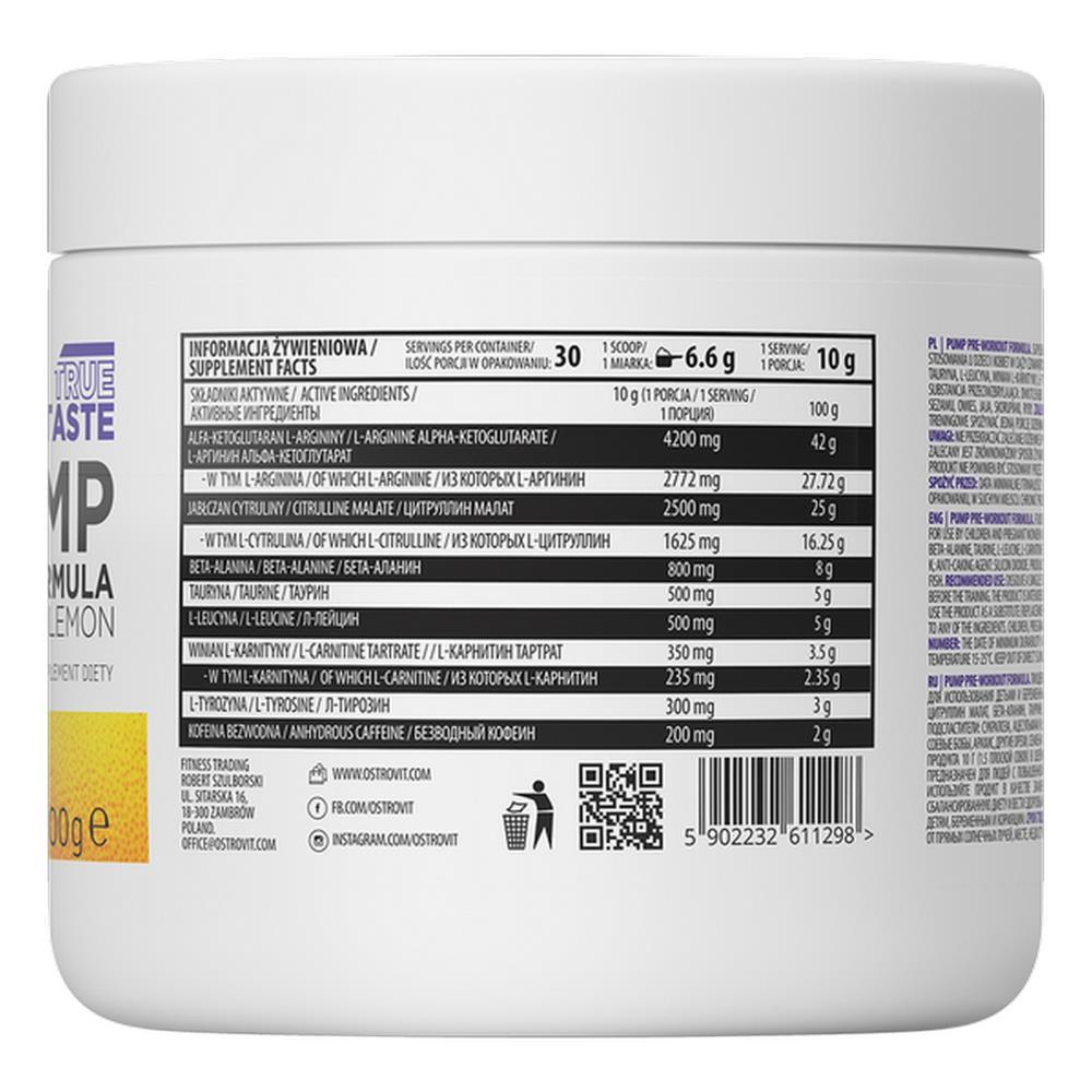 Pump Pre-Workout Formula Limão Ostrovit 300g