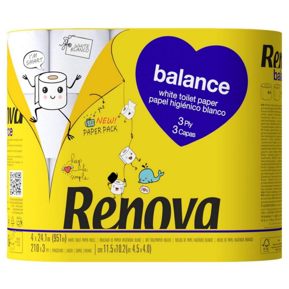 Balance Toilet Paper Packed in Renova Packaging Paper 4 units